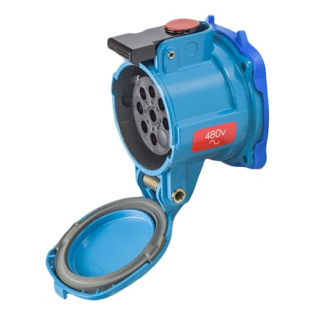 Meltric Watertight Pin & Sleeve Receptacle, 20 A, 480V AC/130V DC, 7 Pole, Blue 17-14071-375-843-HP